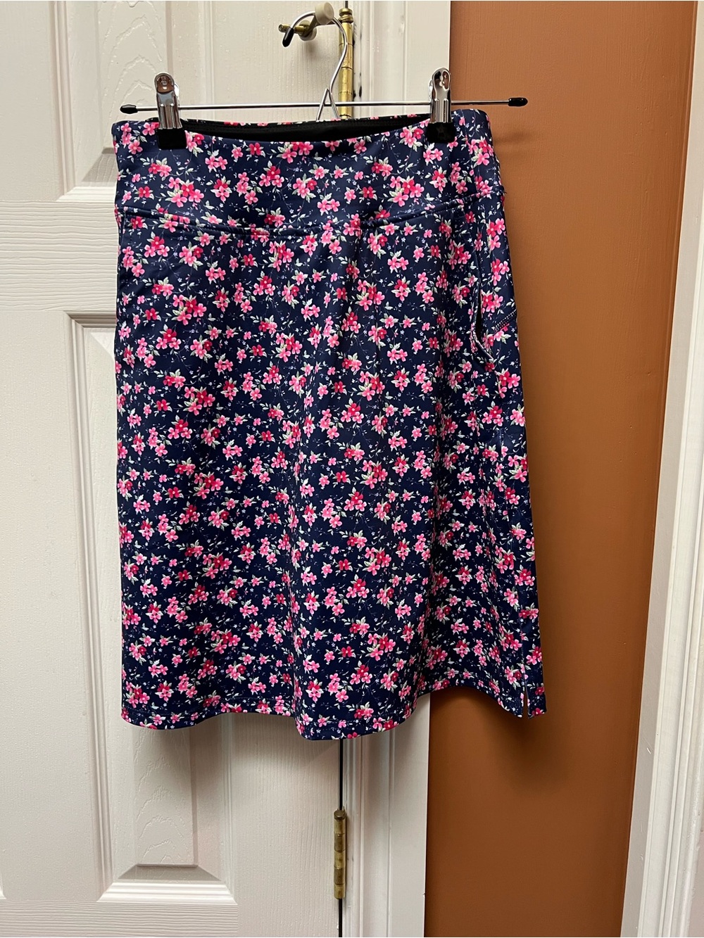 Navy Floral Skort with Pink Bloom Print
